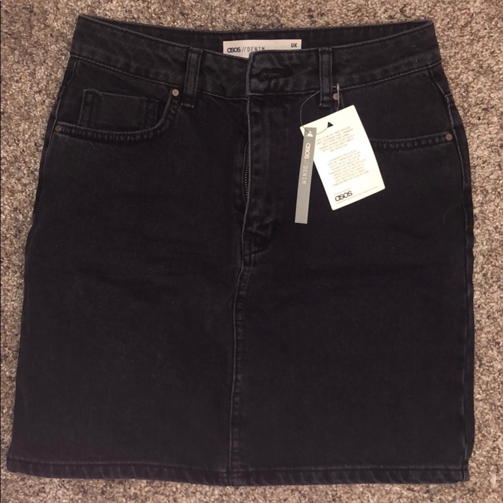 🆕 black denim high waisted skirt